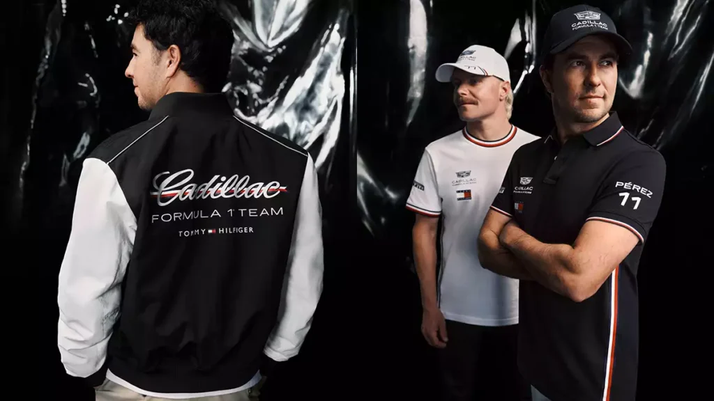Tommy Hilfiger tasarımı Cadillac F1 2026 resmi takım forması ve spor kıyafetleri.