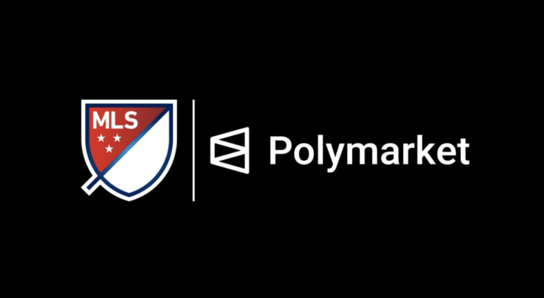 MLS and Polymarket logos displayed together to announce their groundbreaking fan engagement partnership.