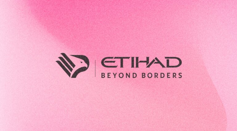 Official partnership announcement featuring the logos of Palermo FC and Etihad Airways on a pink and black background.