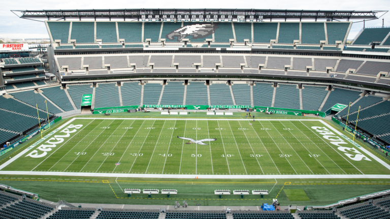 Aerial view of Lincoln Financial Field in Philadelphia, the official venue for six FIFA World Cup 2026 matches and home of the Philadelphia Eagles.