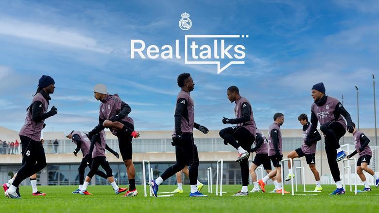 Promotional graphic for the Real talks series on X featuring the Real Madrid crest and X Originals branding.