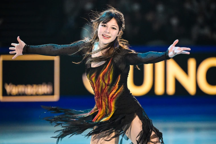 Alysa Liu performing her gold-medal winning free skate to Donna Summer's MacArthur Park at the Milan 2026 Winter Olympics.