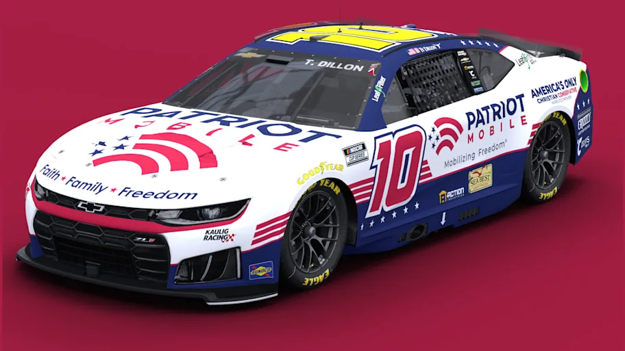 The No. 10 Patriot Mobile Chevrolet Camaro ZL1 to be driven by Ty Dillon at COTA.