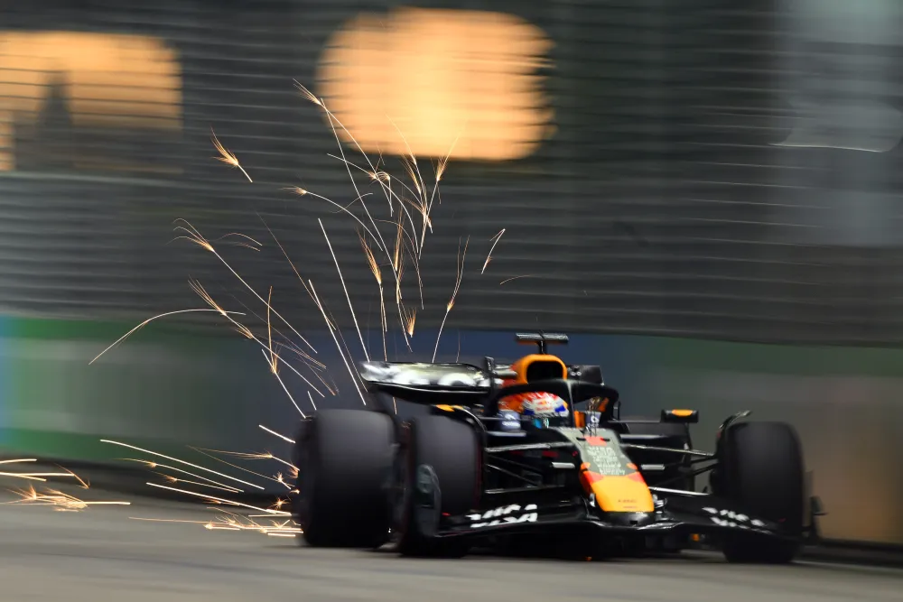 The Formula 1 logo projected on a giant IMAX screen with Apple TV branding.