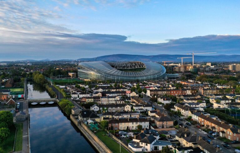 Aerial view of the Aviva Stadium in Dublin, the proposed venue for the 2029 Women's Champions League Final.