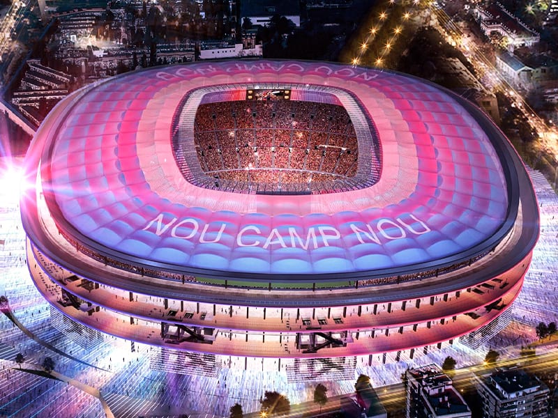 Interior render of the new Spotify Camp Nou VIP rings and luxury suites under the BarÃ§a Hospitality brand.