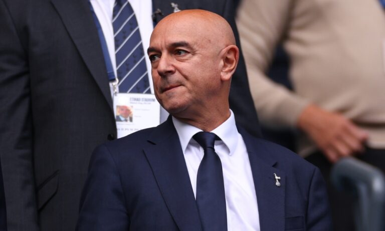 Daniel Levy and the Tottenham Hotspur Stadium during a business event.