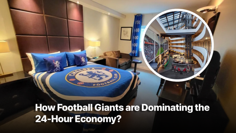 Luxury hotel room overlooking a football stadium pitch