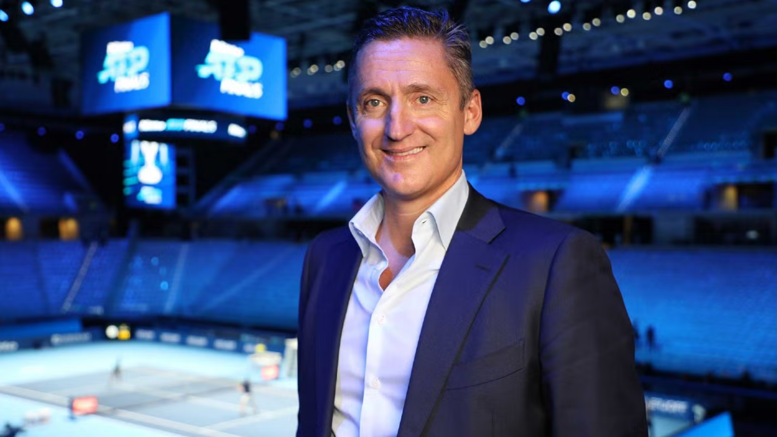ATP Chairman Andrea Gaudenzi speaking at a press conference regarding the future of the tennis circuit and OneVision.