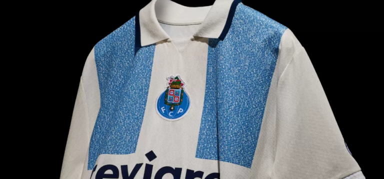 Close-up of the FC Porto tribute jersey showing the handwritten number 42 and the RevigrÃ©s logo.