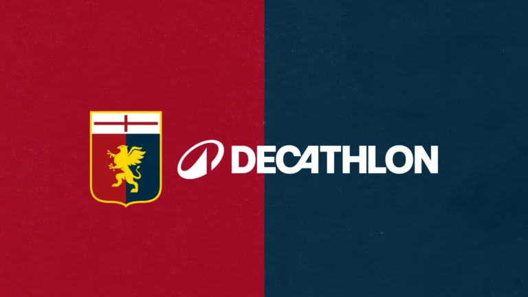 Official partnership logo featuring Genoa CFC crest and the Decathlon brand mark