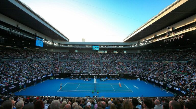 Fans at the Australian Open complex in Melbourne highlighting the tournament's global expansion.
