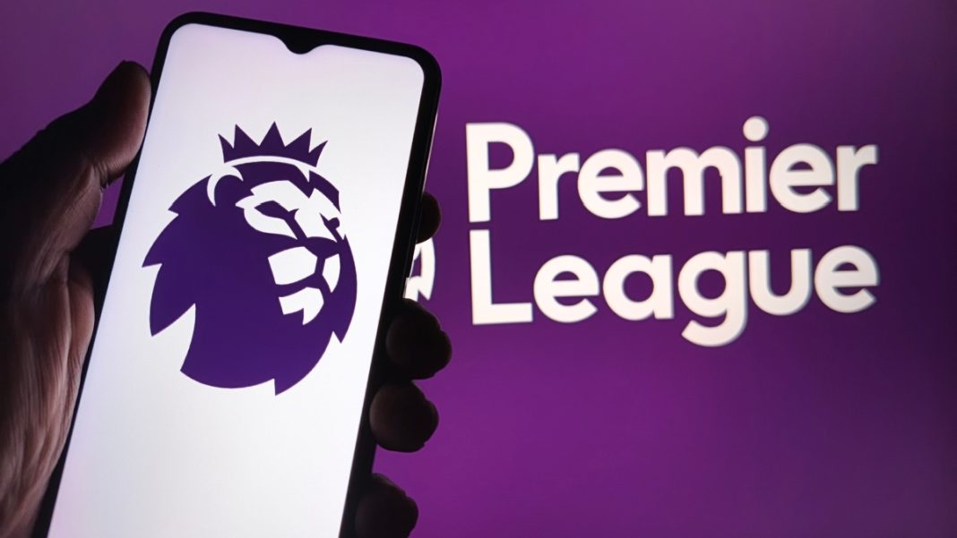 A Premier League football shirt with a blurred-out gambling sponsor logo representing the new UK government ban on unlicensed operators.