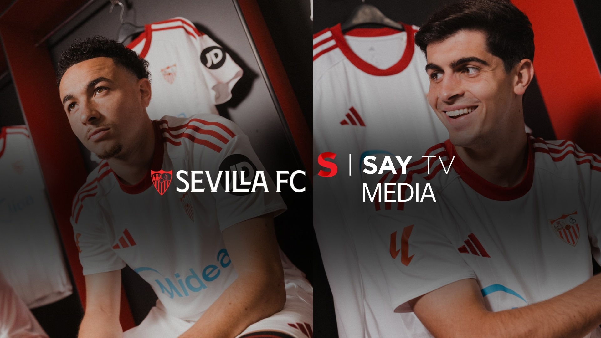 Sevilla FC digital content producers filming behind-the-scenes at the RamÃ³n SÃ¡nchez-PizjuÃ¡n Stadium.