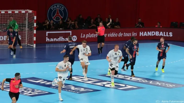 Konica-Minolta and LNH (Ligue Nationale de Handball) partnership announcement logo.