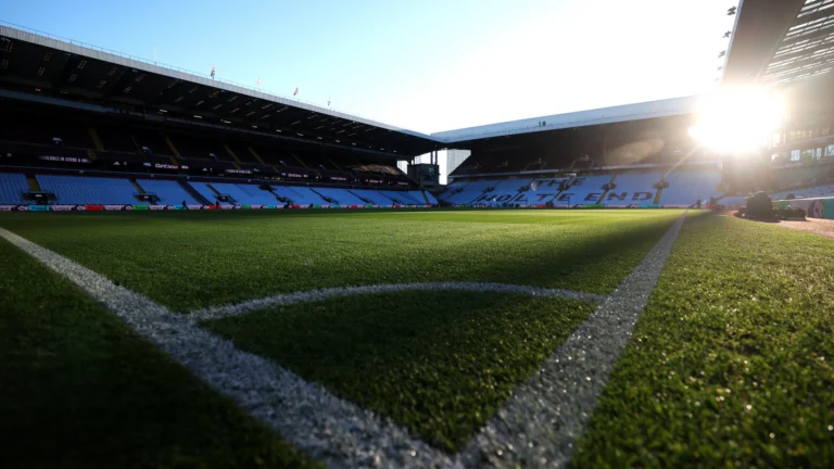 Exterior view of Villa Park before a matchday.